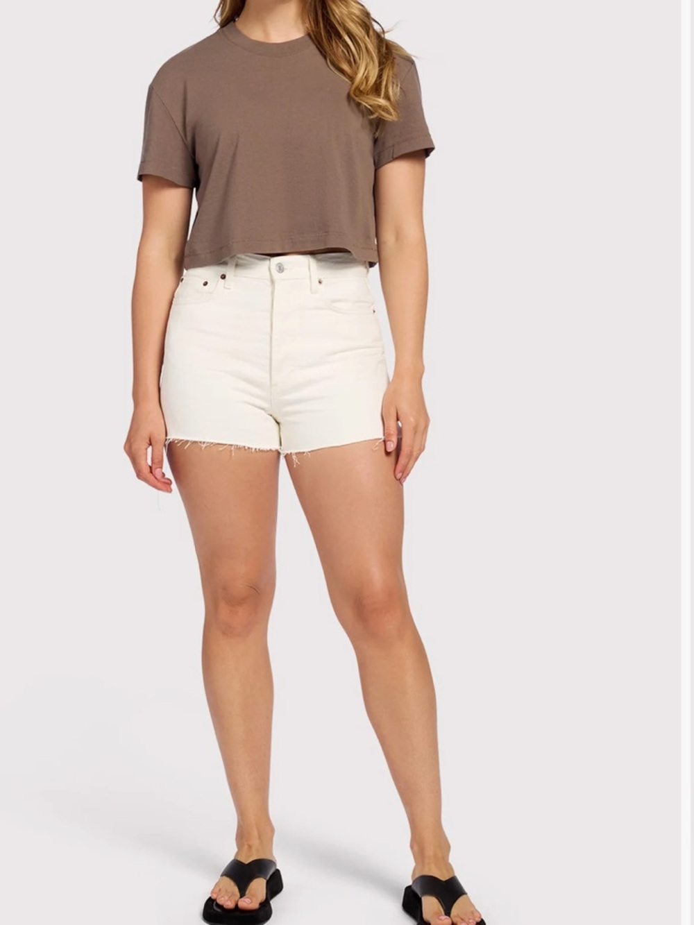 nuuds A-Line Vintage Cut-Off Shorts Sz 33 Curve Raw Hem Linen Wash Boho Summer